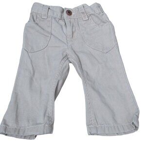 Cherokee Zip Up‎ Khaki Pants Infant Girls Size 9M Tan Beige Elastic Bottoms